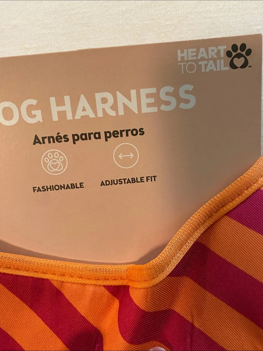 Heart to Tail Orange & Pink Striped Dog Harness - Medium